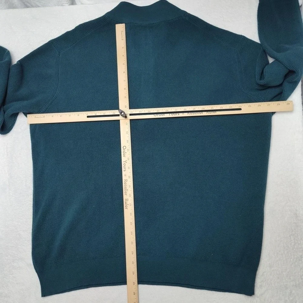 Vineyard Vines Sweater Mens 2XL Green Pullover 1/4 Zip Mock‎ Neck Waffle-Knit